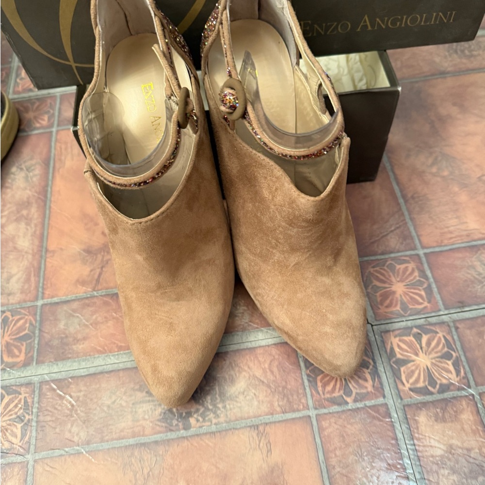 Enzo Angiolini Brown Suede Ankle Booties
